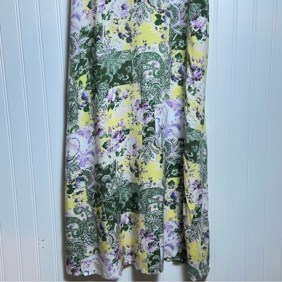 LOFT Patchwork Midi Dress Floral Sleeveless with Ruffle Detail sleeveless SZ 10 - Picture 4 of 10